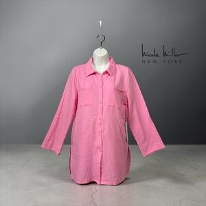 Nicole Miller, New York Pink Cotton Shirt, Size M